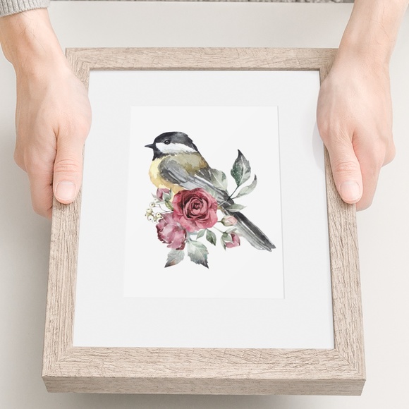 Chickadee Bird Wall Art Print Poster Illustration Unframed - Picture 8 of 10
